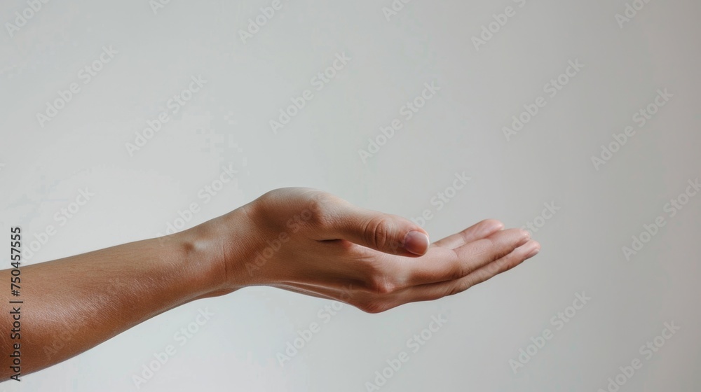 Poster a person holding something in their hand, suitable for various concepts