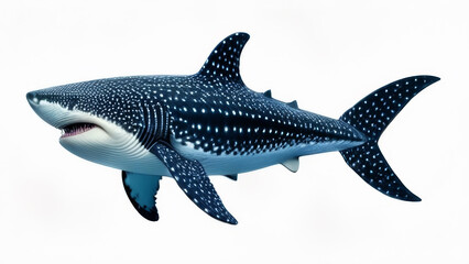 Fototapeta premium 3D digital render of a whale shark isolated on white background.
