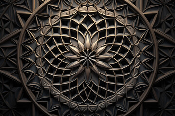Detailed 3d rendering of a mandala with elegant floral design elements