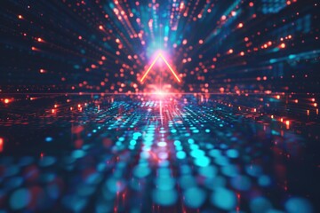 Fototapeta premium A unique abstract image of a triangle surrounded by vibrant lights. Suitable for various design projects