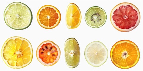 Fresh assortment of citrus fruits on a clean white backdrop. Great for food and healthy lifestyle...