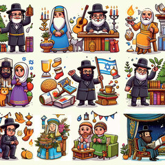 miniature illustration on the theme of Purim, holiday greetings