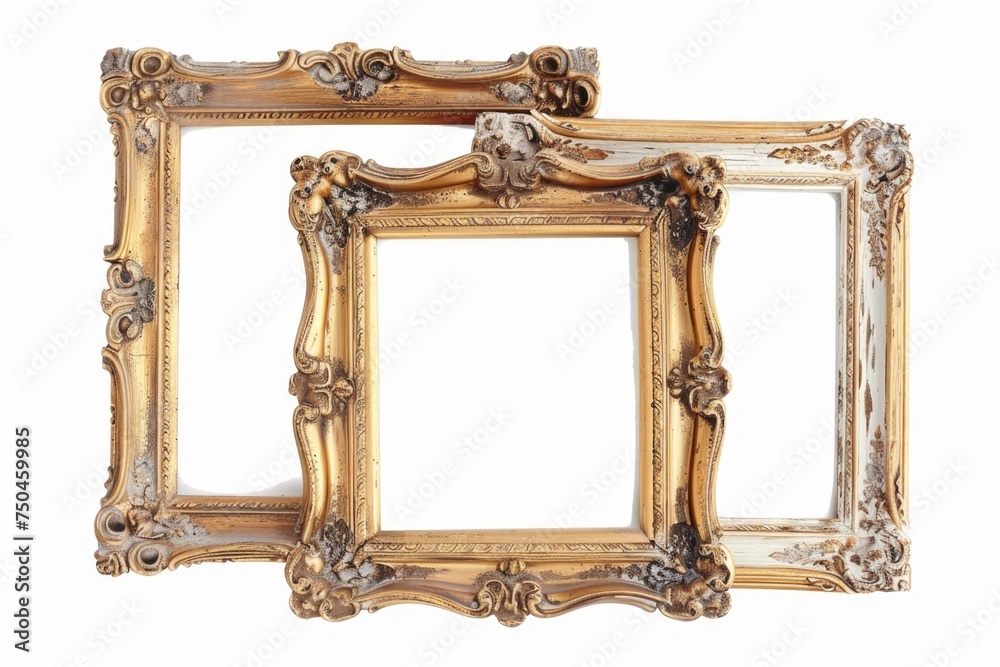 Aufkleber two elegant gold frames displayed side by side. perfect for interior design projects