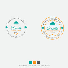 chris and Angie's Dinette established the 2023 Breakfast-Lunch-Dinner, Cyans and yellows vector logo design 