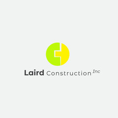 Laird Counstruction Inc. design, abstract logo design, vector Green, Yellow and black with vector file