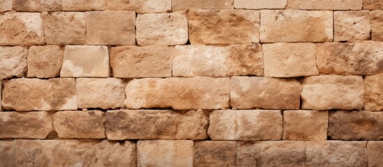 Serene Beige Stone Wall Background with Elegant Stone Blocks - Texture and Interior Design Concept