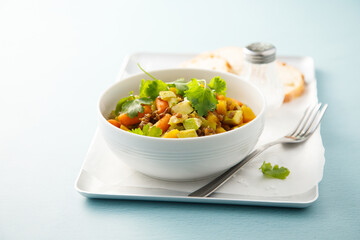 Healthy vegetable ragout with lentils