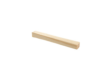 Dry slim firewood chopped and stacked on white background