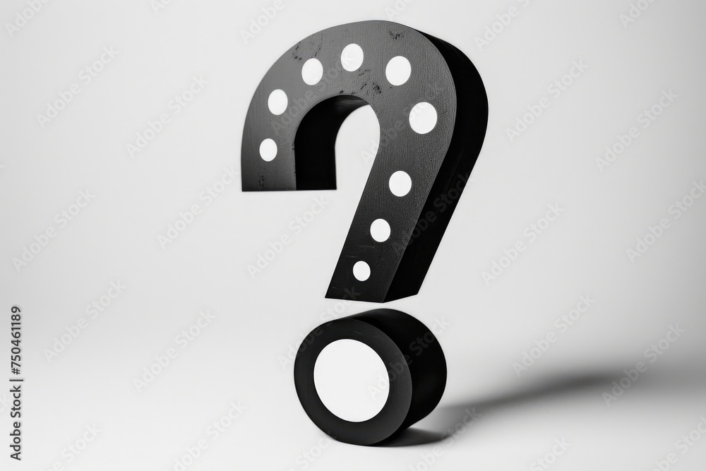 Poster black and white photo of a question mark, suitable for various design projects