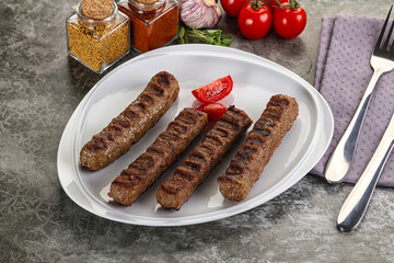 Grilled beef kebab minced meat