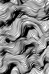 Fototapeta na wymiar Black and white drawing of wavy lines, versatile for various design projects