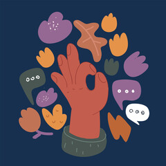 Cartoon vector illustration of Hand OK sign