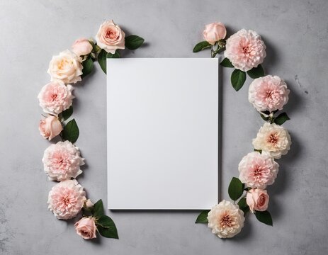 blank frame with flowers