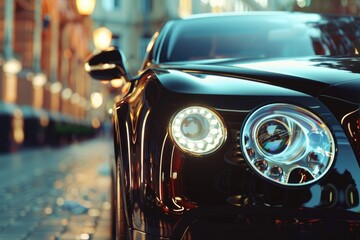 Naklejka premium Close-up of a car on a city street, suitable for transportation concepts