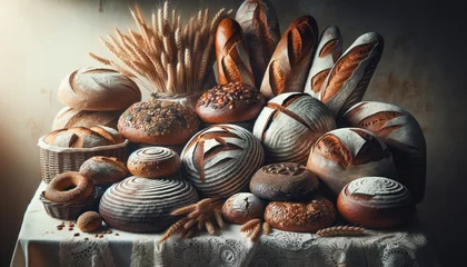 Afwasbaar fotobehang german bakery products fresh on the table © Comofoto