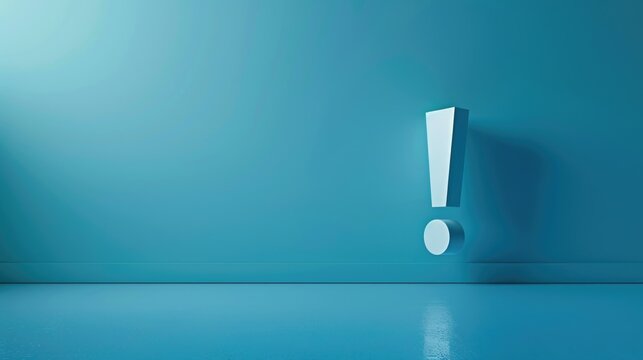 Blue wall with a white exclamation mark, suitable for educational or informational concepts