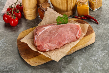 Raw pork schnitzel for cooking