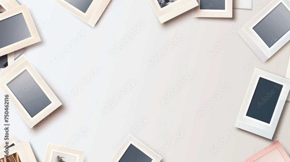 Aufkleber a white table covered with various pictures. ideal for design projects