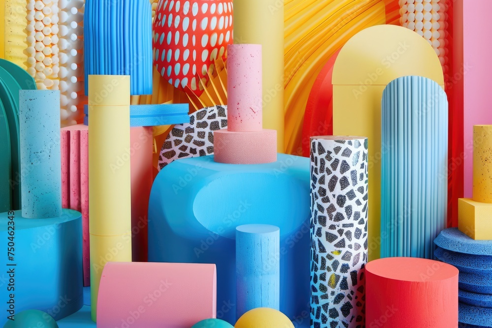 Fototapete Assorted colorful objects on a table, suitable for various concepts