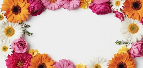 frame of colorful flowers