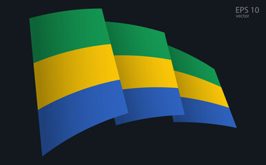 Waving Vector flag of Gabon. National flag waving symbol. Banner design element.
