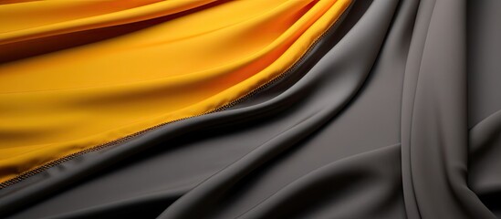Vibrant Close-Up Snapshot of Yellow, Black, and Orange Hijab Fabric Edge Cutting Detail