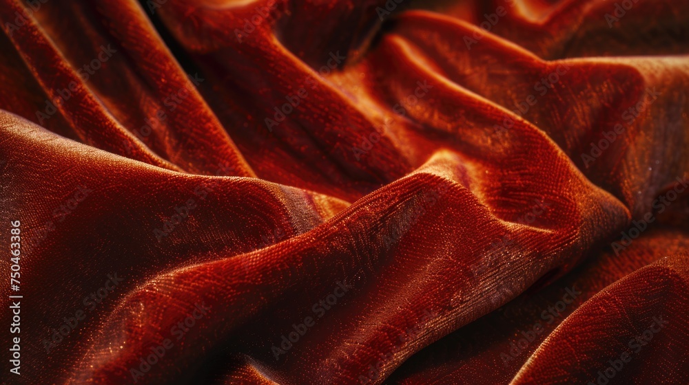 Poster Close up shot of a vibrant red velvet fabric, perfect for adding a touch of luxury to any design project