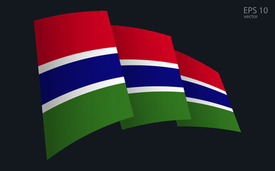 Waving Vector flag of Gambia. National flag waving symbol. Banner design element.
