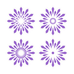 Set of Abstract Flowers Icons. Radial Circle Design Elements.