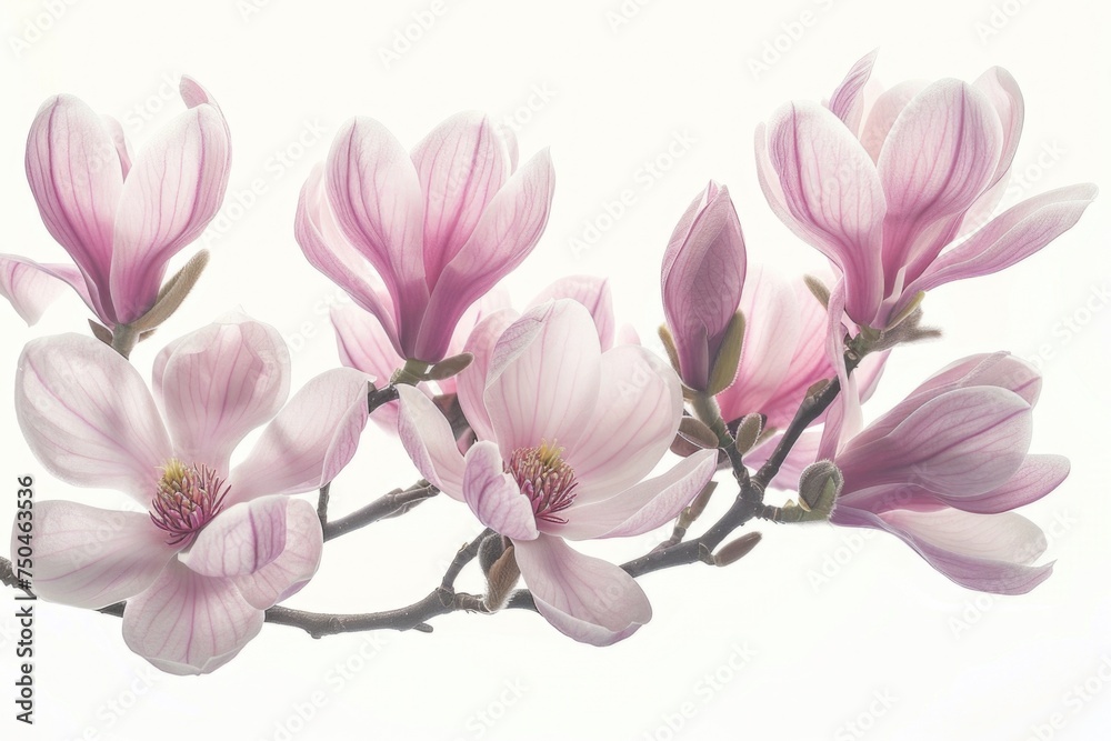 Poster Close up of a bunch of flowers on a branch. Suitable for nature and spring concepts