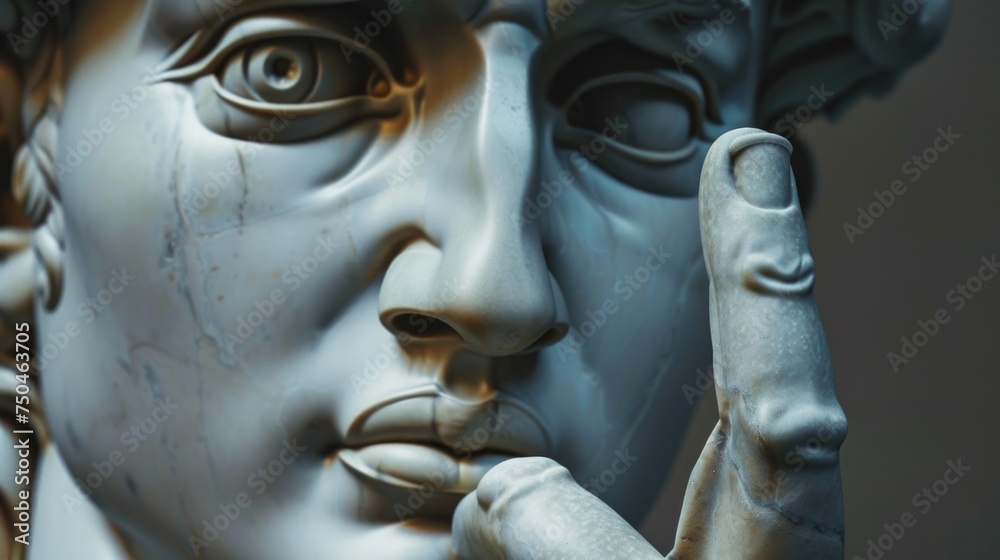 Poster Detailed close-up of a statue with a finger, suitable for various design projects