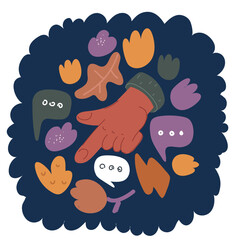 Cartoon vector illustration of hand point to