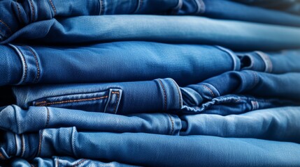 Blue jeans pants clothes pile background - obrazy, fototapety, plakaty