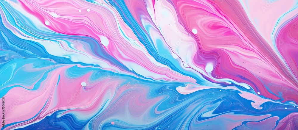 Poster vibrant abstract painting: colorful fluid pattern creating a decorative marble texture