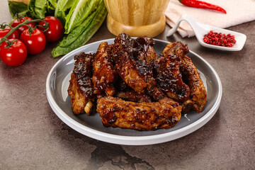 Grilled pork ribs in barbecue sauce