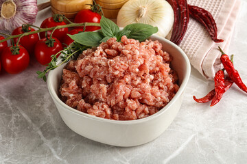 Raw minced pork uncooked meat
