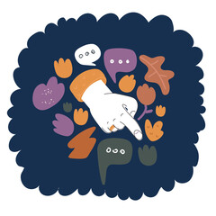 Cartoon vector illustration of finger point