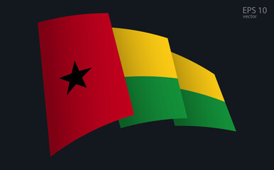 Waving Vector flag of Guinea Bissau. National flag waving symbol. Banner design element.
