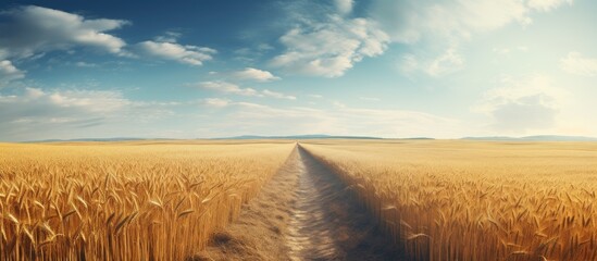 Golden Wheat Field Basking in Bright Sunlight, a Symbol of Abundance and Prosperity