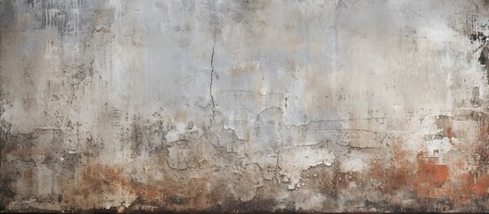 Weathered Cement Wall with Artistic Brown and White Paint Streaks, Urban Grunge Texture Background