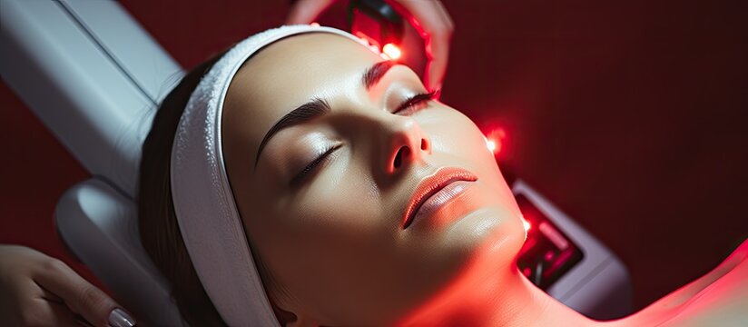 Rejuvenating Facial Massage with Red LED Light Therapy in Aesthetic Clinic