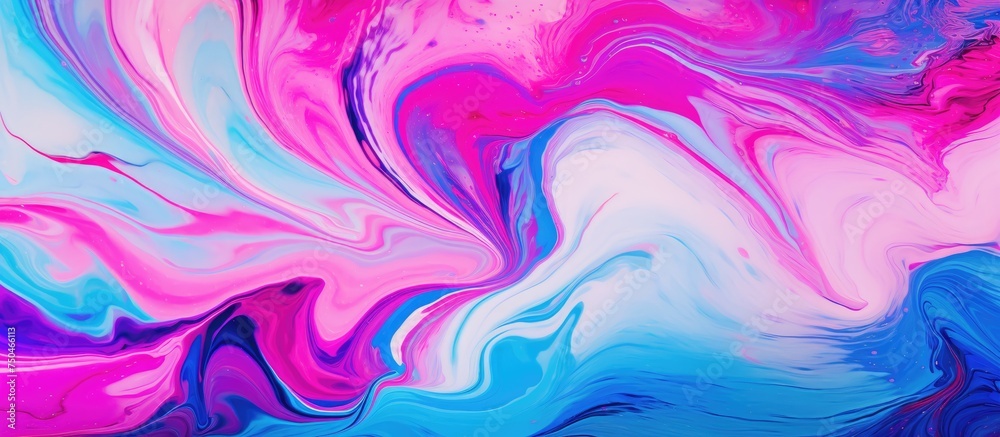 Poster vibrant abstract paint mix on canvas - colorful marble texture design background