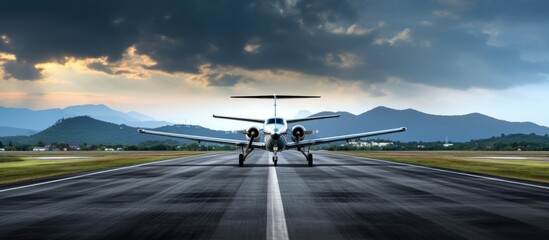 Commercial Jet Approaching the Landing Strip with Precision and Control - obrazy, fototapety, plakaty