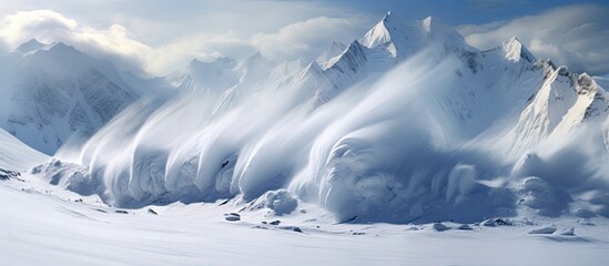 Snow Avalanche Threatens the Majestic Berner Alps in Switzerland with Stunning Foreboding Scenery - obrazy, fototapety, plakaty