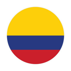 Flat Illustration of Colombia national flag. Colombia circle flag. Round of Colombia flag. 
