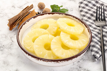 Sweet Canned pineapple in the bowl