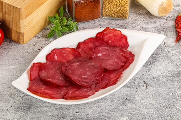 Smoked beef meat - Pastrami slices