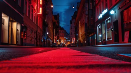 Obraz premium red carpet on the street at night with lights
