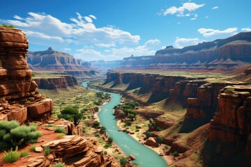 A panoramic view of a grand canyon