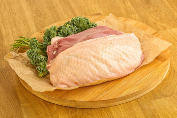 Raw duck breast for cooking